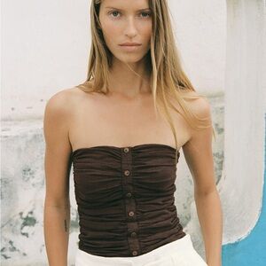 Zara Linen Rushed bustier top